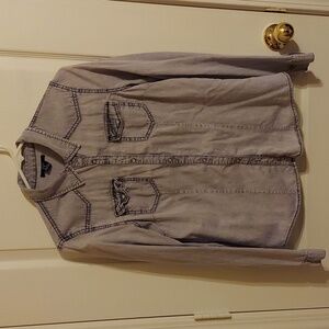 Forever 21 Women's Button-down Grey Jean Shirt